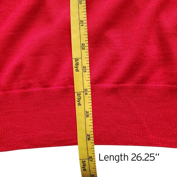 Luigi Baldo V Neck 100% Extra Fine Merino Wool Red Sweater Size M - Picture 12 of 14